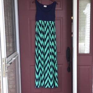 Navy with mint chevron maxi